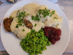 Norwegian night: kjøttkaker med poteter at All Good Things Vegan in Paignton