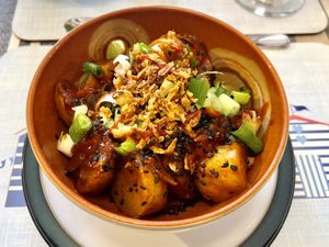 Korean braised potatoes (starter)  at All Good Things Vegan in Paignton