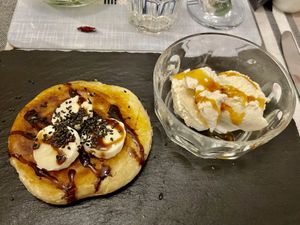 Korean sweet pancakes (dessert)  at All Good Things Vegan in Paignton
