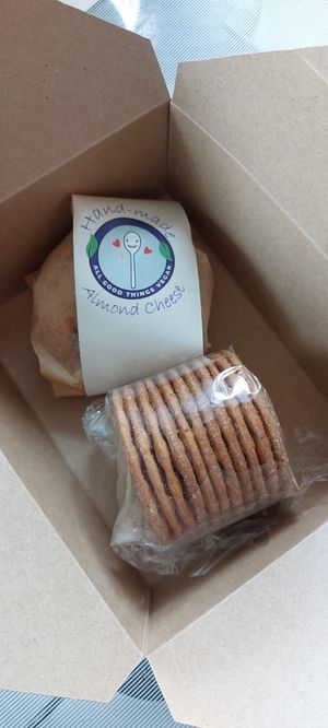 Home made almond cheese was amazing. Also enjoyed lots of other savoury goodies. at All Good Things Vegan in Paignton