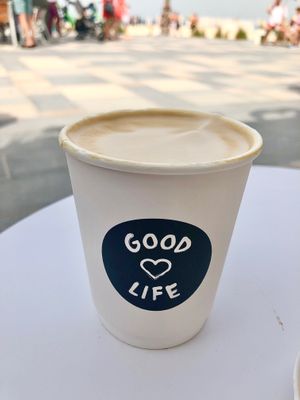 Oat cappuccino  at Good Life in Dubai