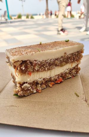 Raw carrot cake at Good Life in Dubai