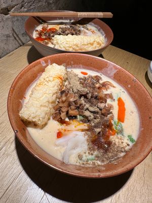 Soy Milk Ramen - Kombu/ Mushrooms/ Tofu at chaochao. vegan food and natural wine bar in Beijing
