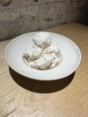 Huangjiu flavoured ice cream  at chaochao. vegan food and natural wine bar in Beijing
