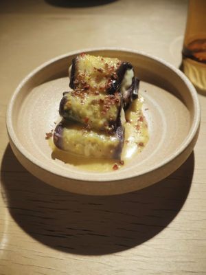 ✨NEW SPRING MENU✨ Eggplant Cheeze Roll  at chaochao. vegan food and natural wine bar in Beijing
