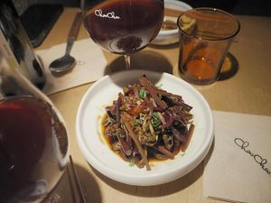 Water ferns with douchi at chaochao. vegan food and natural wine bar in Beijing