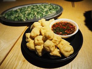 Small Yunnan Tofu at chaochao. vegan food and natural wine bar in Beijing