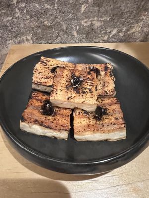 Miso Tofu  at chaochao. vegan food and natural wine bar in Beijing