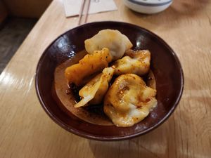 Dumplings at chaochao. vegan food and natural wine bar in Beijing