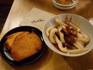 Noodles at chaochao. vegan food and natural wine bar in Beijing