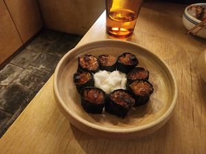 Crispy mushroom roll at chaochao. vegan food and natural wine bar in Beijing
