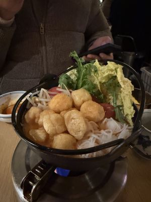 Hot pot  at chaochao. vegan food and natural wine bar in Beijing
