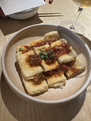 Tofu  at chaochao. vegan food and natural wine bar in Beijing