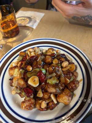 Oyster mushroomms  at chaochao. vegan food and natural wine bar in Beijing