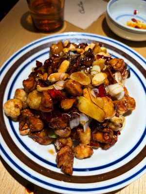 Kung pao chicken  at chaochao. vegan food and natural wine bar in Beijing