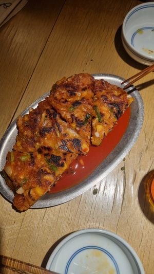 Kimchi pancake at chaochao. vegan food and natural wine bar in Beijing