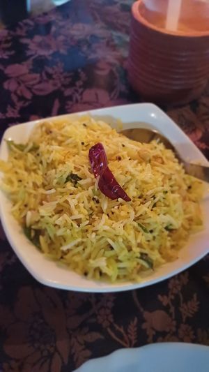 Yellow coconut rice at Alis Kitchen in Kovalam