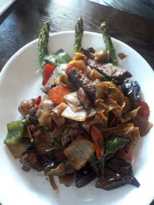 drunken mushroom noodles at Araya's Place in Los Angeles