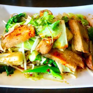 phad phak with seitan  at Araya's Place in Los Angeles
