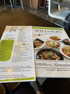 Menu  at Araya's Place in Los Angeles