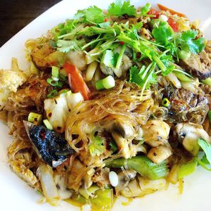 Tom Yum Noodle Stirfry  at Araya's Place in Los Angeles