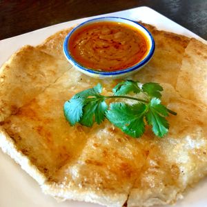 Vegan Roti with Peanut Sauce  at Araya's Place in Los Angeles