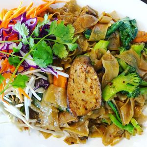 Vegan Pad See Ew with Seitan  at Araya's Place in Los Angeles
