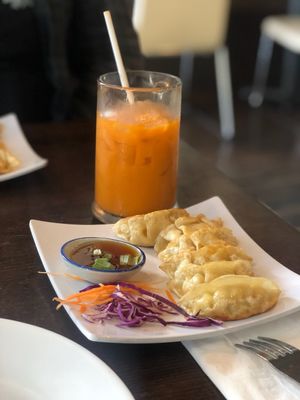 Pop stickers and Thai tea 👌😋 at Araya's Place in Los Angeles