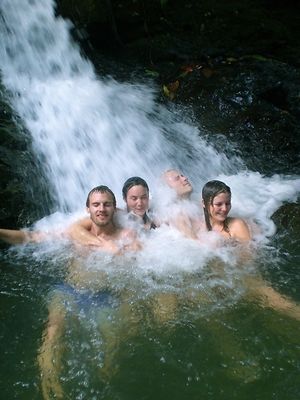 Springfed waterfalls secluded in pristine rainforests are accessible only from La Joya del Sol. Hydromassage, meditation, swimming in water so clean and energized you can drink it! at La Joya Del Sol in Perez Zeldon