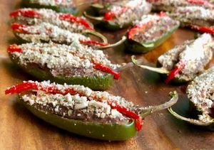 Baked Jalapeno poppers with pejibaje pate cream cheeze, breadfruit crumbs at La Joya Del Sol in Perez Zeldon