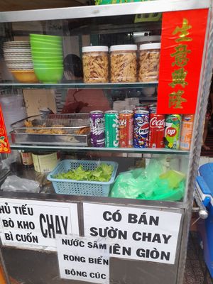 Menu and stall at Hu Tiệu Chay in Ho Chi Minh City