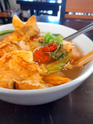 My take away hu tieu eating at home at Hu Tiệu Chay in Ho Chi Minh City