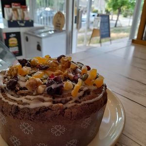 Pan de pascua vegan at Cocina Libre in Macul