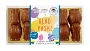 Vegan bunnies from rice milk chocolate! at Pralinhuset in Stockholm