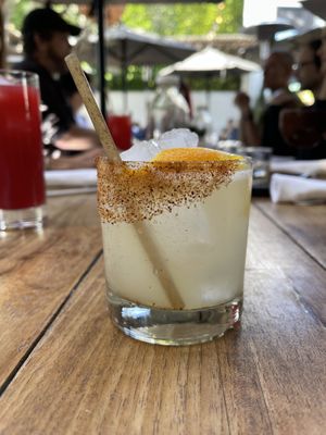 Purista no agave with spicy salt rim and mezcal  at Gracias Madre - WeHo in West Hollywood