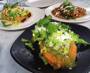 We got to try the gorditas, winter empanadas and flautas de camote all very delicious! at Gracias Madre - WeHo in West Hollywood