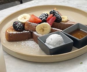 French toast with coconut whip  at Gracias Madre - WeHo in West Hollywood
