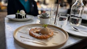 APPLE GALETTE granny smith apples, cinnamon, brown sugar, housemade dulce de leche, salty caramel gelato at Gracias Madre - WeHo in West Hollywood