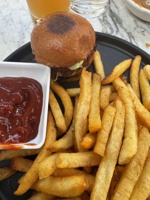 jackfruit slider meal with agua fresca   at Gracias Madre - WeHo in West Hollywood