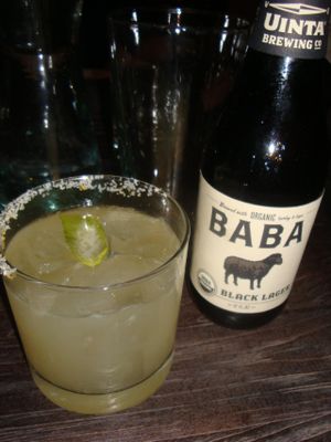 purista margarita and Uinta black lager at Gracias Madre - WeHo in West Hollywood