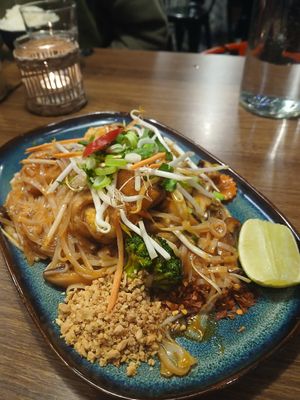 Vegan pad thai with added tofu & veg at Gorilla Thai in Bristol