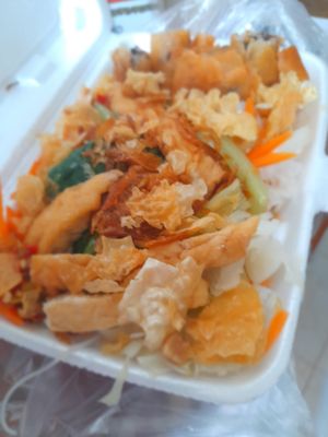 My take away vegan food at Bun Mi Xao Chay in Ho Chi Minh City
