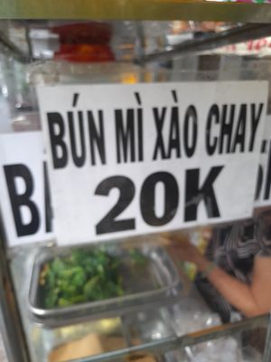 Menu. One item only at Bun Mi Xao Chay in Ho Chi Minh City