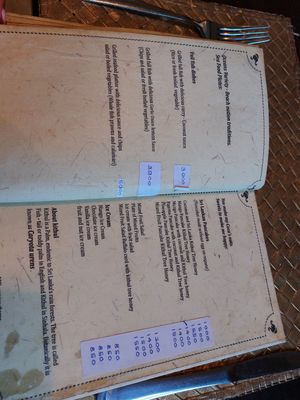 Menu at Aroma in Hikkaduwa