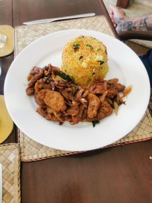 Fried soya curry with vegetablerise at Aroma in Hikkaduwa