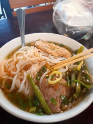 Vegan noodles. Eating at home at Tâm Hạnh in Ho Chi Minh City