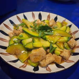 Pumpkin tofu stir fry at Ban Yan Restaurant in Vang Vieng