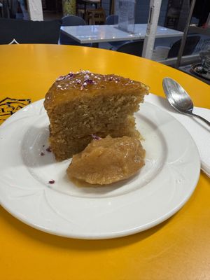 Sponge cake with Orange Marmalade (with persimmon compote)   at Rustic in South East London