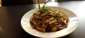 Rigatoni con salsa de setas y verduras. at El Espejo in La Palma