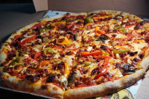 Pizza Ranchera our best seller. at Tierra Verde in Veracruz